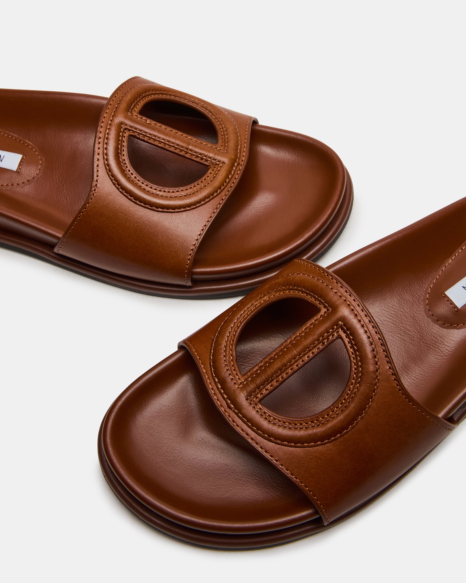 Steve Madden Women's Zosia Slide Sandals - Cognac - Size 8 - Leather Steve Madden Women's Zosia Slide Sandals - Cognac - Size 8 - Leather