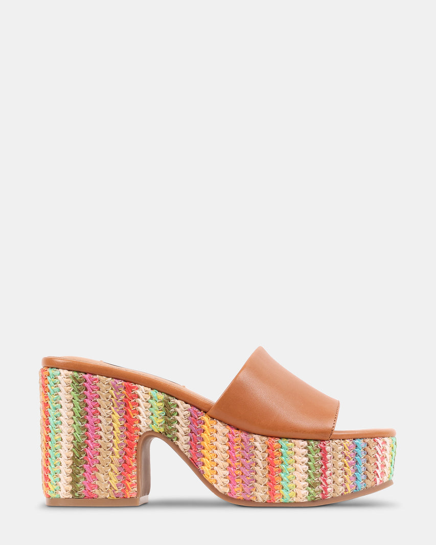TRIPPY Raffia Multi Platform Mule Women's Sandal | Steve Madden