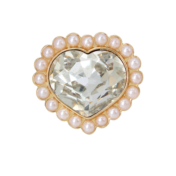 PEARL HEART COCKTAIL RING  IVORY