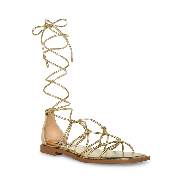 AINSLEY Gold Lace-Up Sandal | Women's Sandals – Steve Madden