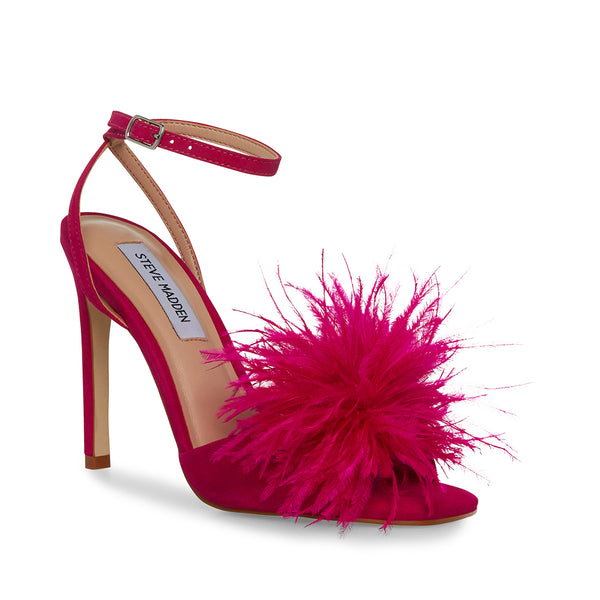 CRUSH Pink Square Toe Feather Strappy Heel | Women's Heels – Steve Madden