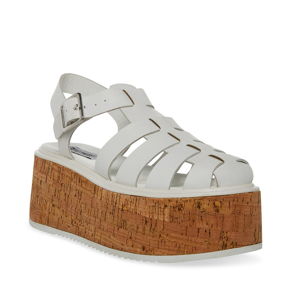 LAZLO White Leather Platform Fisherman Sandal | Women's Sandals – Steve ...
