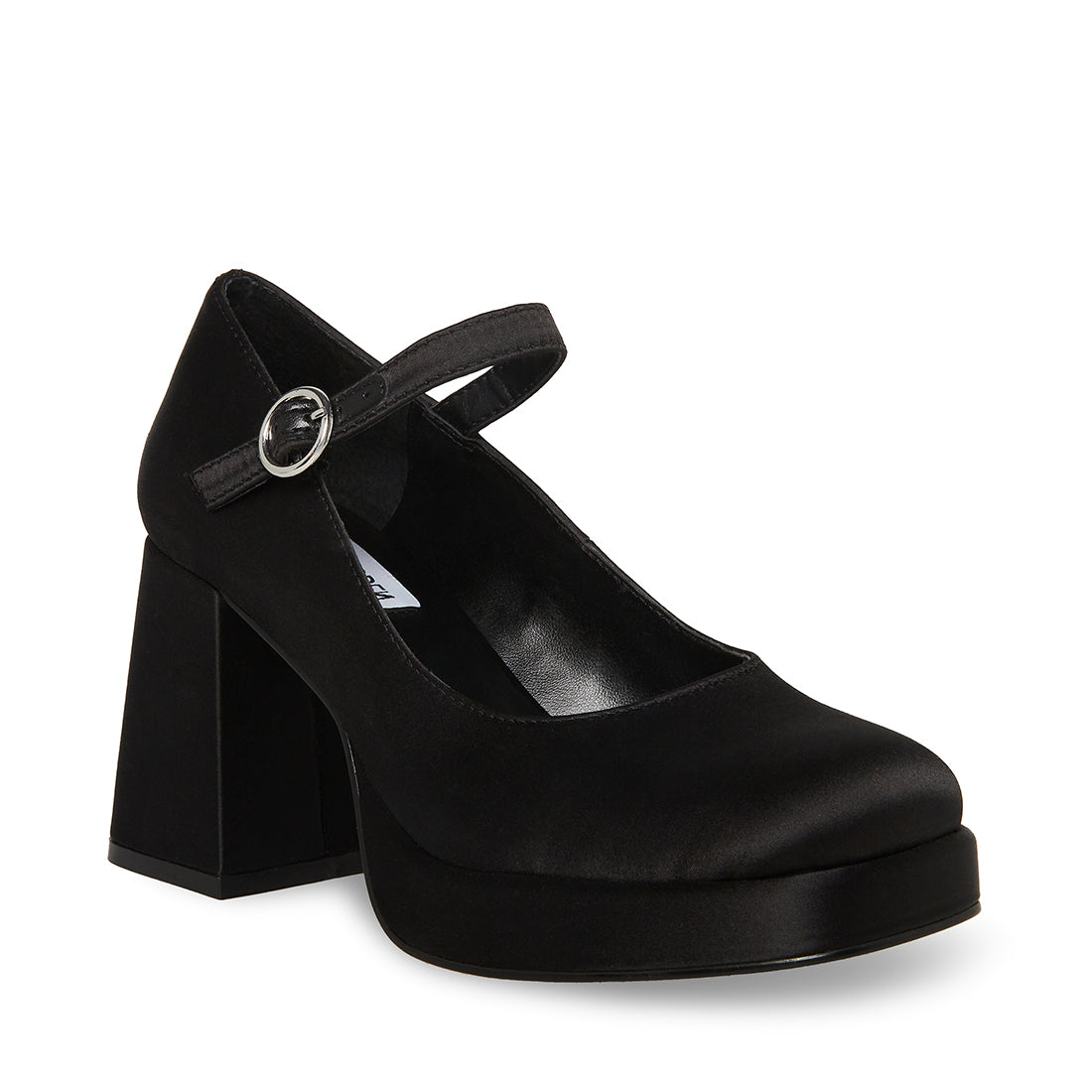 MINGLE Black Satin Platform Mary Jane Heel Women's Heels Steve Madden
