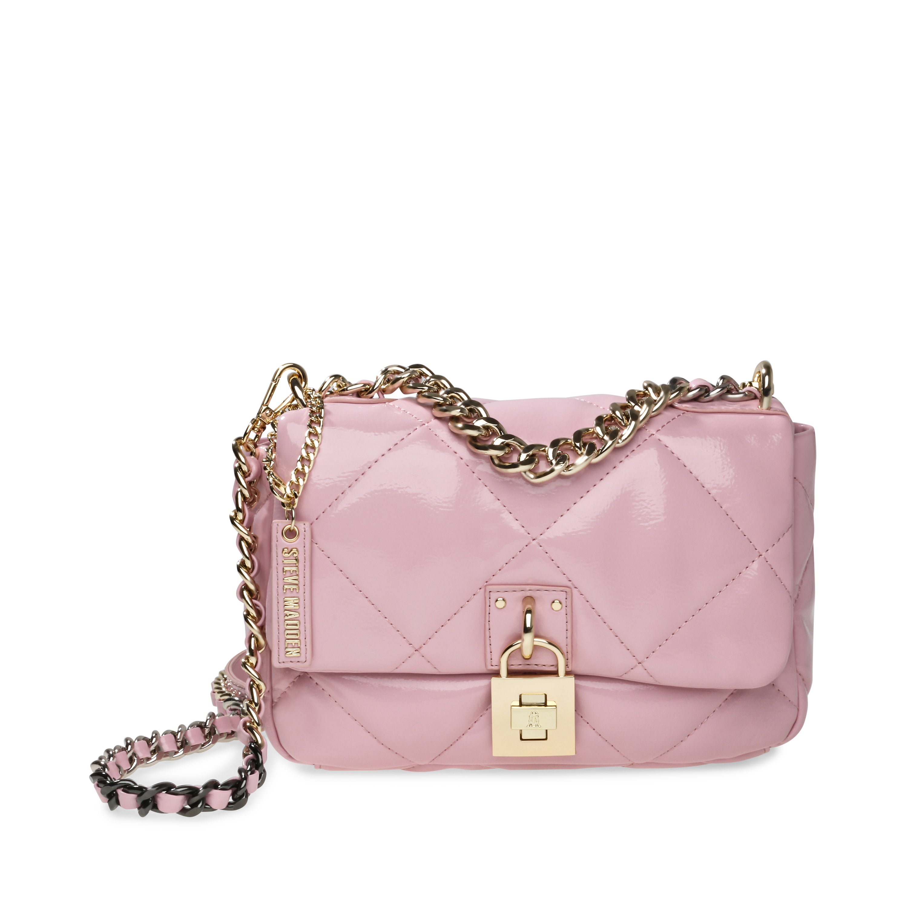 Madden NYC Women's Bowler Handbag with Pocket, Light Pink 