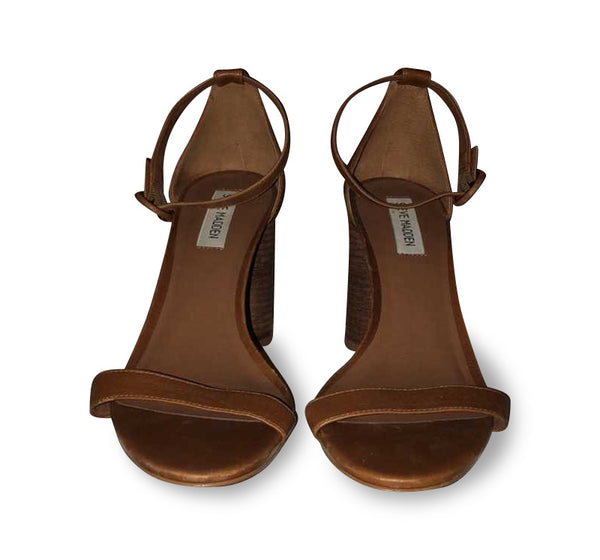 OPEN TOE HEEL IN BROWN LEATHER - SM REBOOTED